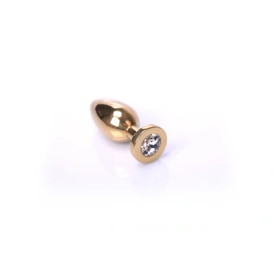 Afbeelding van Gouden Buttplug van RVS met Siersteen