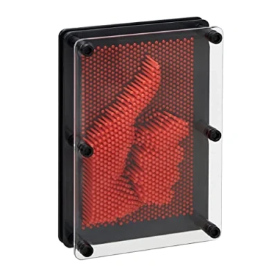 Afbeelding van Relaxdays pin art 3D spijkerspel gekleurde pinnen afdrukken pinpression rood