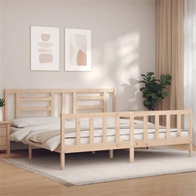 Image de vidaXL Cadre de lit avec tête 200x200 cm bois massif