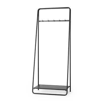 Afbeelding van Furnilux Kledingrek Kledingstandaard Schoenenrek Metaal Zwart 45 x 79 196 cm