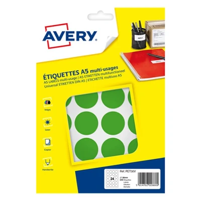 Image de Avery PET30V pastilles de marquage Ø 30 mm (240 étiquettes) vert