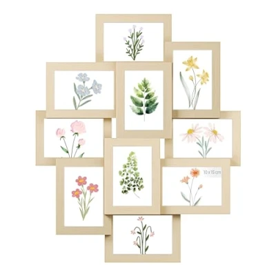 Afbeelding van SONGMICS Frames, 10 lijsten voor foto&#039;s van x 15 cm, wandfotogalerij, meerdere lijsten, wanddecoratie, natuurbeige RPF020N01