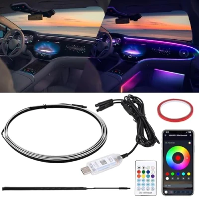 Afbeelding van Weinsamkeit Acryl RGB led binnenverlichting met 165 leds, 3 bedieningsmethoden, binnensfeer, USB, sfeerlicht, muziekneon, voor auto en thuis
