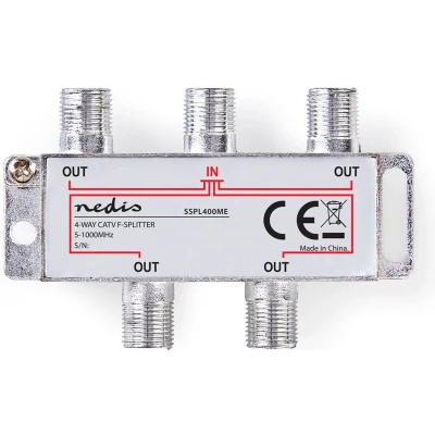 Afbeelding van Nedis Sspl400Me Catv F Splitter Max 8,0 Db Versterking 5 1000 Mhz 4 Uitgangen