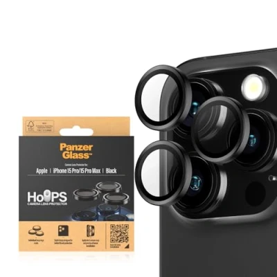 Afbeelding van PanzerGlass™ Hoops cameralens bescherming voor Apple iPhone 15 Pro Max stijlvolle bescherming, schokbestendig glas