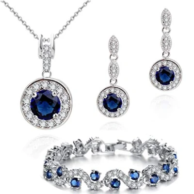 Afbeelding van Crystalline Azuria Sieradenset voor dames met halsketting en oorbellen, zirkonia