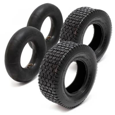 Afbeelding van WilTec Set van 2 banden, binnenbanden, trimmer, vrijstaand, 15 x 6,00 6 4PR hoekventiel, steekwagen, kruiwagen