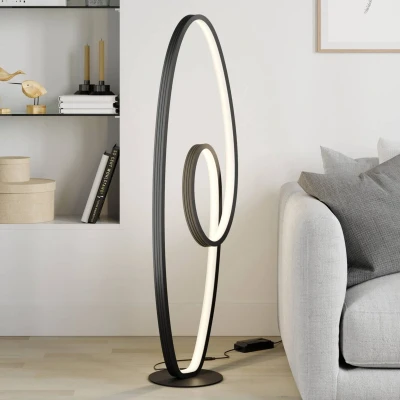 Afbeelding van Lucande LED vloerlamp met dimmer 1licht ijzer, aluminium, siliconen H: 121.5 cm antraciet, wit Inclusief lichtbron