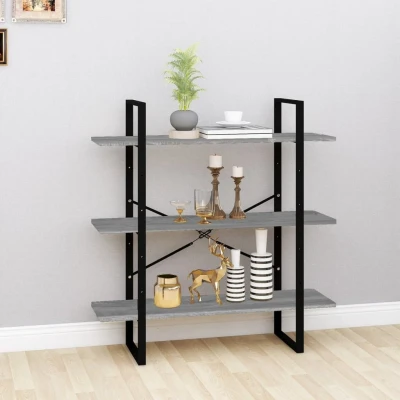 Afbeelding van Boekenkast 100x30x105 cm bewerkt hout grijs sonoma eikenkleurig