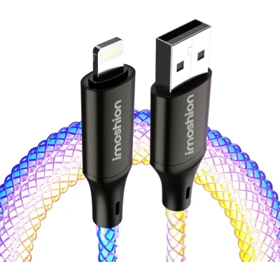 Afbeelding van iMoshion Kabel geschikt voor Lightning naar USB A 2 meter Snellader Oplaadkabel iPhone 11/12/13/14 Aluminium Meerkleurig
