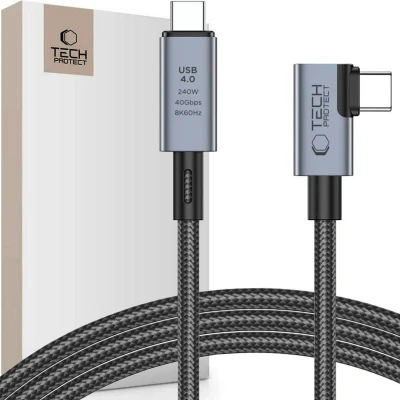 Afbeelding van TECH PROTECT ULTRABOOST MAX &quot;L&quot; USB 4.0 8K 40GBPS TYPE C KABEL PD240W 150CM GRIJS