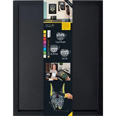 Afbeelding van Wandkrijtbord Securit, Woody, Zwart, 40(b)x60(h)cm, incl 1 krijtstift