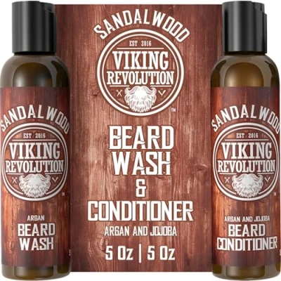 Afbeelding van Conditionerset voor heren en baardshampoo met argan jojoba oliën zacht versterkt natuurlijke geur sandelhout olie (2 x 150 ml)