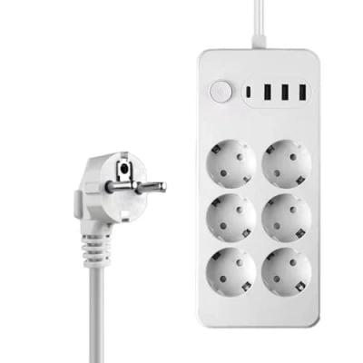 Afbeelding van LELYFIT stekkerdoos met overspanningsbeveiliging, schakelaar, USB C stopcontact, 2 m verlenging