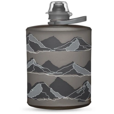 Afbeelding van HydraPak Mountain Stow opvouwbare waterfles, ultralicht, opvouwbaar, voor skiën, wandelen, fietsen of klimmen, grijs, 500 ml
