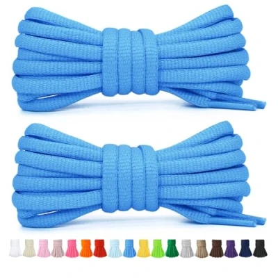 Afbeelding van Stepace 2 paar ronde veters, 60 cm, voor sneakers, lengte 200 18 kleuren, veters schoenen, blauw (blauw)