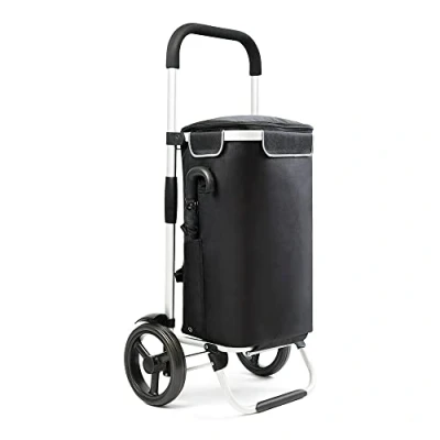 Afbeelding van Shoppingcruiser Allround Boodschappentrolley Opvouwbare Boodschappenwagen met koelvak Afneembare schoudertas Zwart