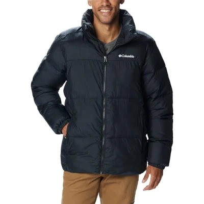 Afbeelding van Columbia heren Puffect puffer jack met ristzakken en logo in de kleur Zwart, maat: XL