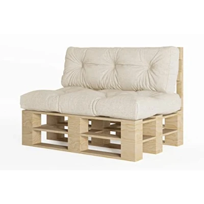 Afbeelding van chilly pilley europalletkussen met vlokken van schuim, geschikt voor palletmeubels, rugkussen, zitkussen en zijkussen, verkrijgbaar als set meerdere kussens (2 delige set, ivoor)