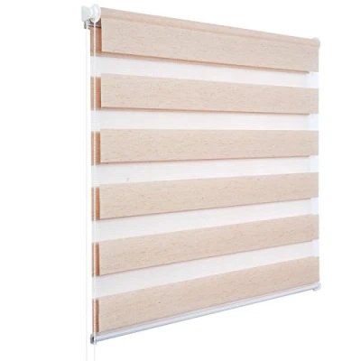 Afbeelding van WOLTU 1 stuk rolgordijn dubbel zonder boren, thermo 80 x 150 cm, natuur VH5520nt