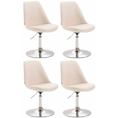 Image de CLP Lot de 4 Chaises salle à manger Maverick tissu avec pied trompette , Crème/Chrome