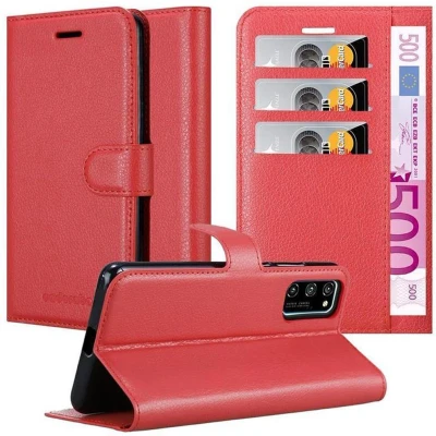 Afbeelding van Cadorabo Hoesje geschikt voor Honor View 30 PRO in KARMIJN ROOD Beschermhoes met magnetische sluiting, standfunctie en kaartvakje Book Case Cover Etui