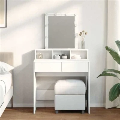 Image de vidaXL Coiffeuse avec LED blanc 80x41x144,5 cm848178