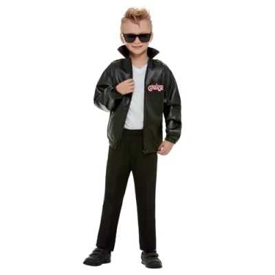 Afbeelding van Smiffys Kinder Kostuum Kids tm 14 jaar Grease T Birds Jacket Zwart