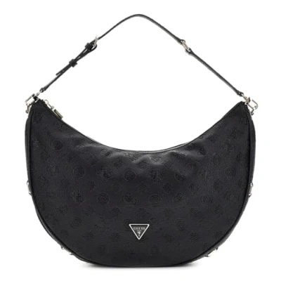 Afbeelding van Guess Cresidia Large Hobo Dames Schoudertas Zwart One Size