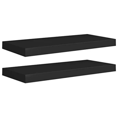 Afbeelding van vidaXL Zwevende wandplanken, 2 stuks, zwart, 60 x 23,5 3,8 cm, MDF