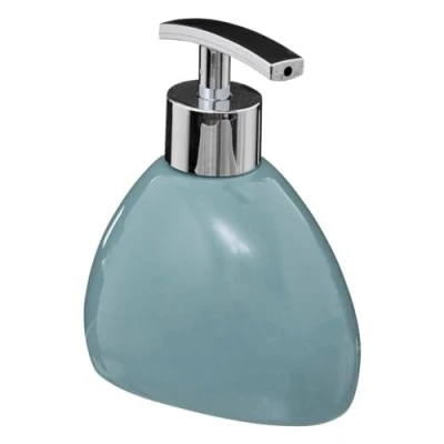 Afbeelding van 5Five Zeeppompje/dispenser Silk kunststeen ijsblauw 12.5 cm 300 ml Badkamer/toilet/keuken