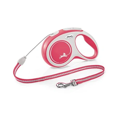 Afbeelding van Flexi Rollijn New Comfort Koord S Rood&amp;Lichtgrijs Hondenriem 5 m