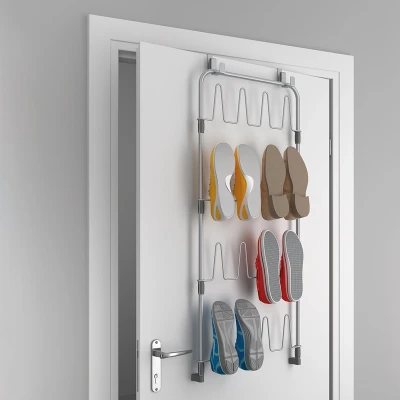 Afbeelding van Tomado Metaltex Over The Door Space Saver Shoes@Door Schoenenetage Voor Deur Zilver