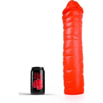 Afbeelding van All Red Geribbelde Dildo 38 x 8,5 cm rood