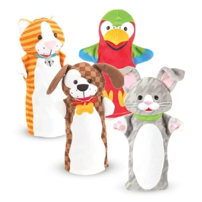 Afbeelding van Melissa &amp; Doug Speelse huisdieren handpoppen (set van 4)