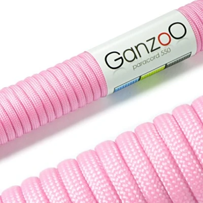 Afbeelding van Paracord 550, meervoudig en ultrasterk survivaltouw, parachutetouw, nylon ommanteld touw, totale lengte: 15 m, kleur: lichtroze let op: gebruik dit touw niet voor