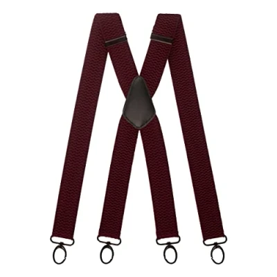 Afbeelding van Olata Brede multifunctionele bretels met karabijnhaak 4 cm, Bourgondië rood (zwarte clips)