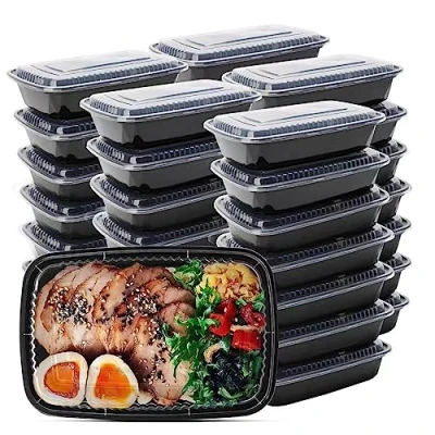 Afbeelding van WUHUIXOZ Set van 50 herbruikbare kunststof bentoboxen met deksel, 946 ml, magnetron , vaatwasser en vriezerbestendig
