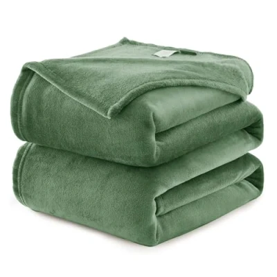 Afbeelding van WAVVE Queen Size XL Fleecedeken, (220 x 240 cm, groen) wollige zachte, warme veelzijdige deken voor bed/bank/bank