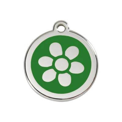 Afbeelding van Flower Green roestvrijstalen hondenpenning medium/gemiddeld dia. 3 cm RedDingo