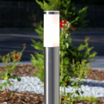 Afbeelding van Lindby Padverlichting, zuillampen 1licht roestvrij staal, polycarbonaat H: 110 cm E27 wit