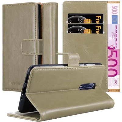 Afbeelding van Cadorabo Hoesje geschikt voor Nokia 8 2017 in CAPPUCCINO BRUIN Beschermhoes met magnetische sluiting, standfunctie en kaartvakje Book Case Cover Etui