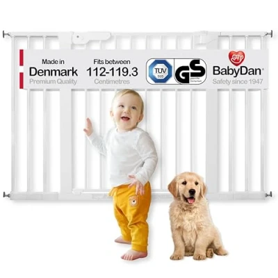Afbeelding van Baby Dan Premier drukbarrière voor deur/trap, wit, 112 119,3 cm