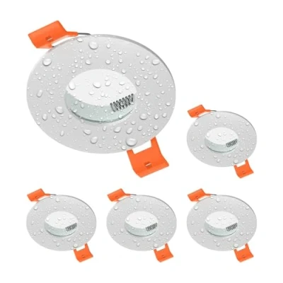 Afbeelding van ledscom.de 5 plafondinbouwframes voor ERID badkamer, vochtige ruimte, IP44, rond, mat wit