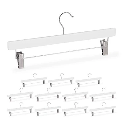 Afbeelding van Relaxdays broekhangers met knijpers 12 stuks kleerhangers klemmen broekenklem wit