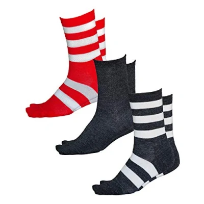 Afbeelding van VITSOCKS Warme sokken 80% merino wol fijne dames (3 paar) zacht comfortabel, 3 paar (zwart, grijs/wit, rood/wit)
