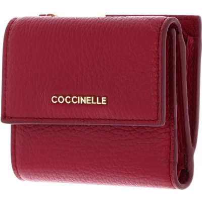 Afbeelding van COCCINELLE Leren Portemonnee Metallic Soft Wallet Grained Leather Sangria (rood)paars