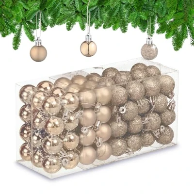 Afbeelding van Relaxdays Boule de Noël, en lot Pratique 96, pour décorer Votre Sapin comme il se Doit, Plastique, Champagne