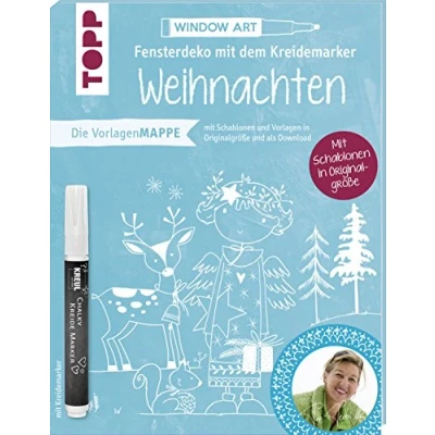 Afbeelding van Vorlagenmappe Fensterdeko mit dem Kreidemarker Weihnachten von Pia Pedevilla. Inkl. Original Kreul: 7 Vorlagenbögen Motiven in Originalgröße, 2 Schablonen, Motive als Download