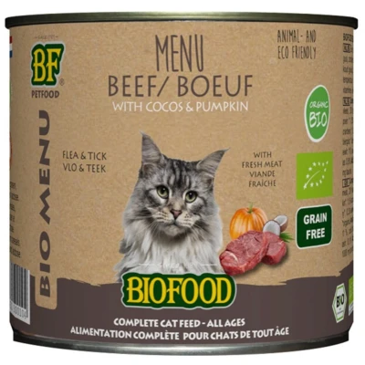 Afbeelding van 12x BF Petfood Biofood Kat Organic Rund Menu 200 gr